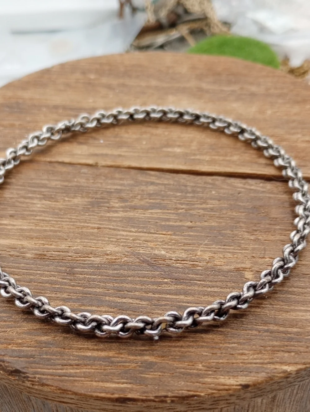 Silver Tone Rope  Barbed Wire Chain Bracelet - Twisted Link Design B1010